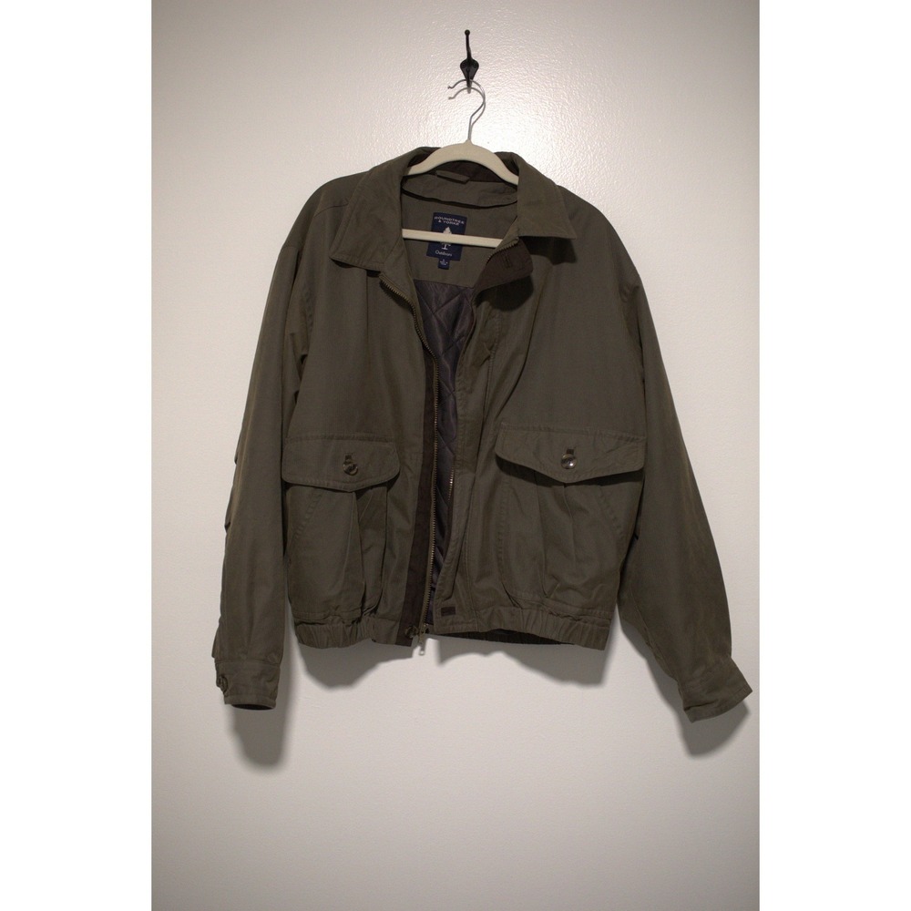Roundtree & Yorke Outdoors Mens Olive Green Quilted Lined Utility Jacket Large